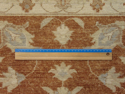 Beige & Rust Oushak Chobi Natural Dye rug in room setting