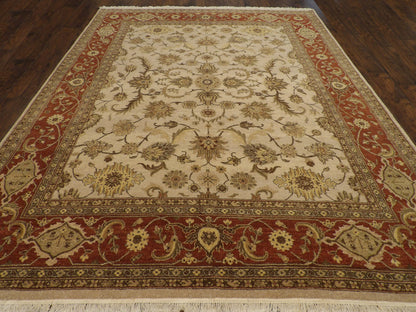 Chobie Oushak / Peshawar hand-knotted wool rug in Beige, 8'2" x 10'7", SKU w994