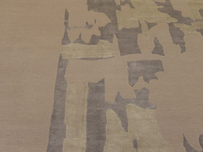 Back of Modern Abstract Wave Design hand-knotted rug