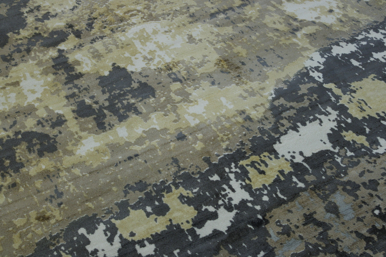 Close-up of silk pile, Multi-Color & White rug
