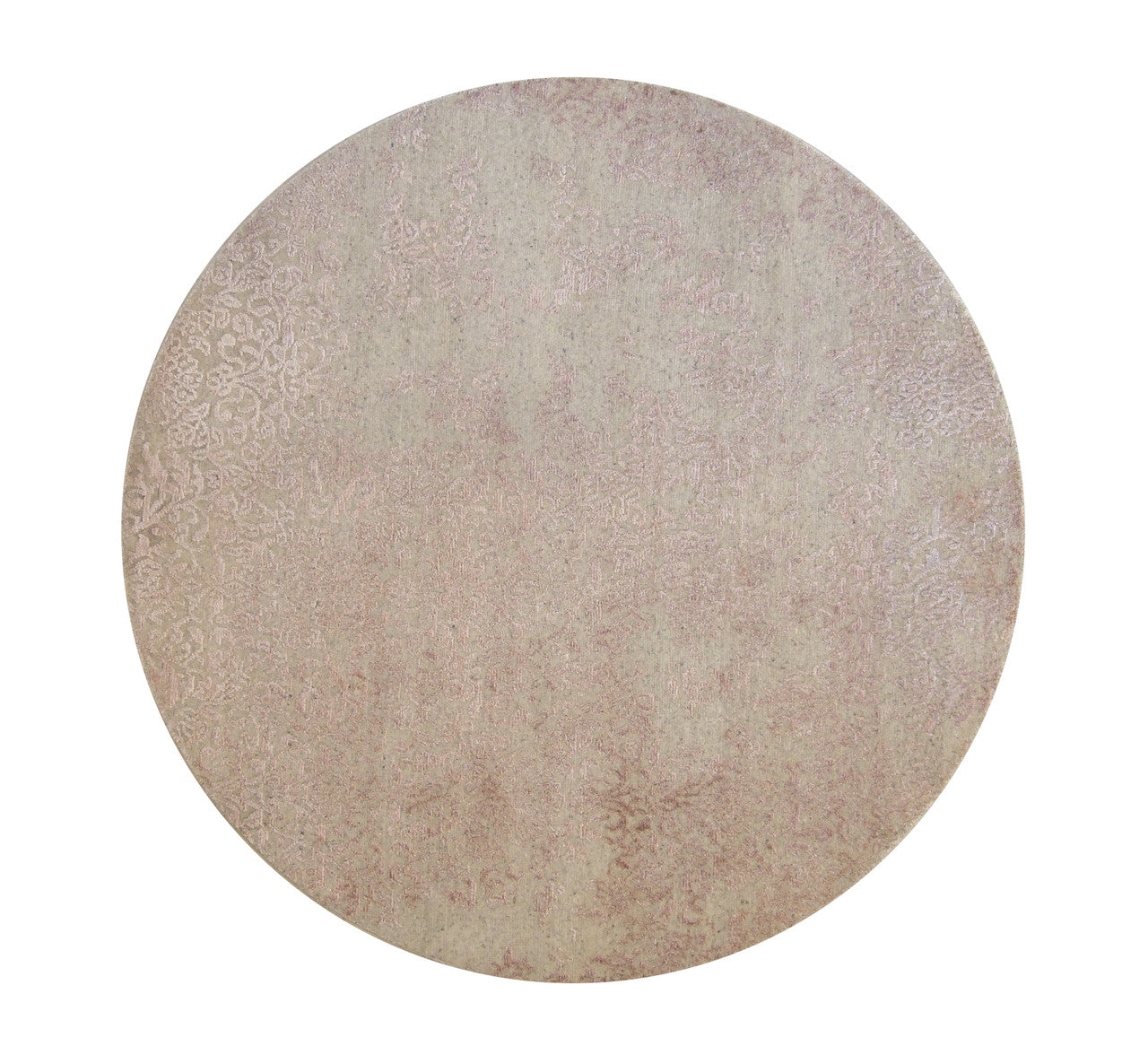Modern Abstract Broken Design hand-knotted wool-silk rug in Gray & Pink, full view