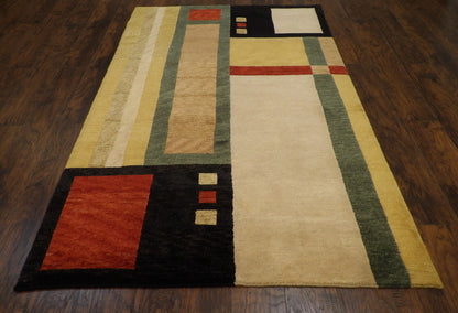 Close-up of wool pile, Beige & Red rug
