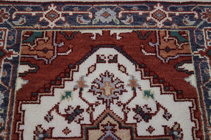 Tribal Indo Heriz rug border detail