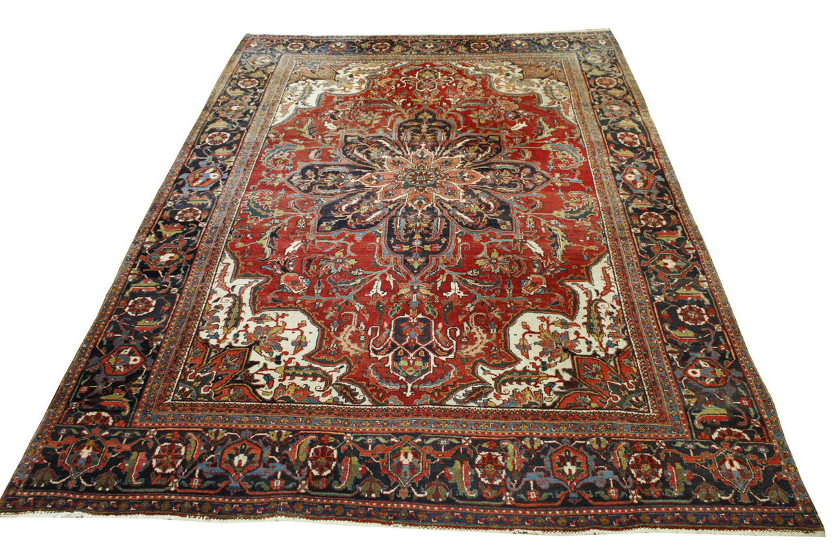 Close-up of wool pile, Blue & Red rug