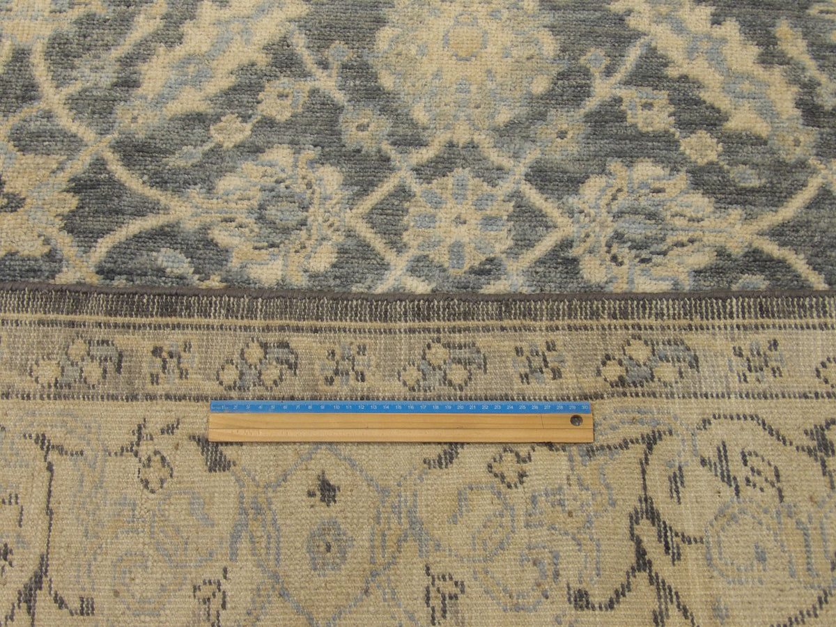 Black & Beige Turk Oushak Natural Dye rug in room setting