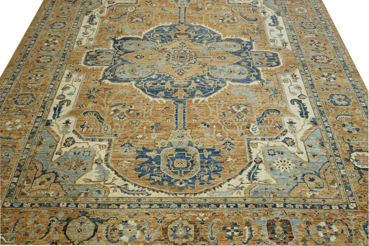 Back of Oushak Heriz Chobi hand-knotted rug