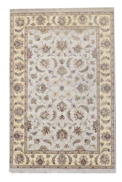 Indo Oushak Chobi Vegetable Dye hand-knotted wool rug in Blue & Gold, full view