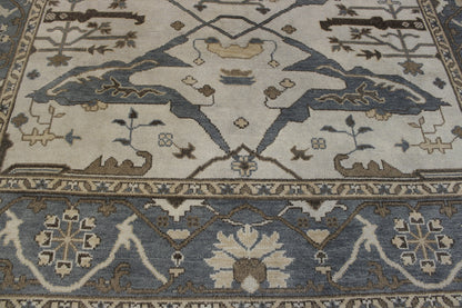 Green & Beige Oushak Ziegler rug in room setting