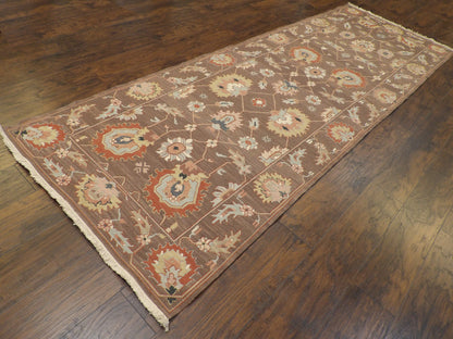 Soumak flatweave braided texture detail, brown runner