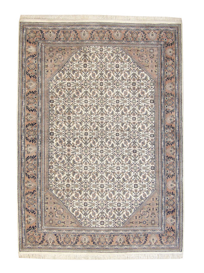 Traditional Fine Bidjar hand-knotted wool rug in Beige & Rust, full view