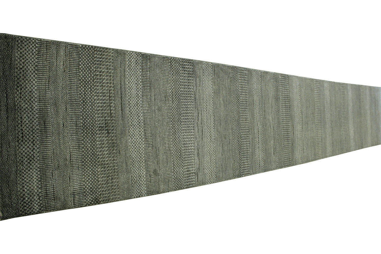 Close-up of wool-silk pile, Blue & Gray rug