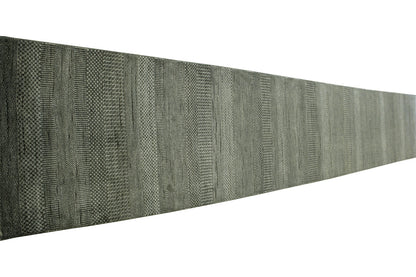 Close-up of wool-silk pile, Blue & Gray rug