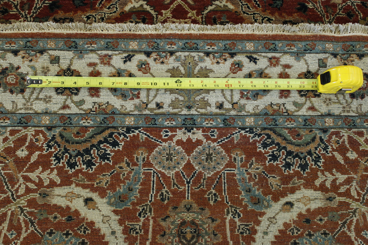 Traditional Fine Haji Jalili hand-knotted wool rug in Beige & Red, full view