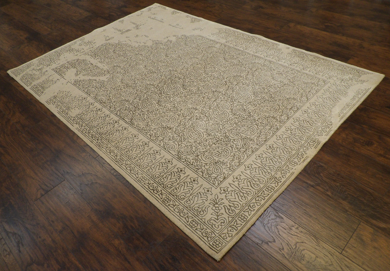 Full view of transitional broken-design rug