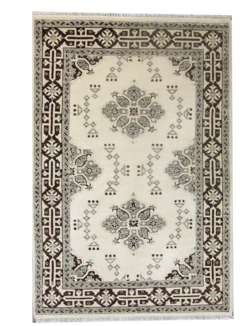 Tribal Fine Heriz Natural Dye hand-knotted wool rug in Brown & Beige, full view