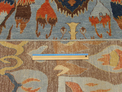 Blue & Rust Moroccan Colorful Tribal Village Design rug in room setting