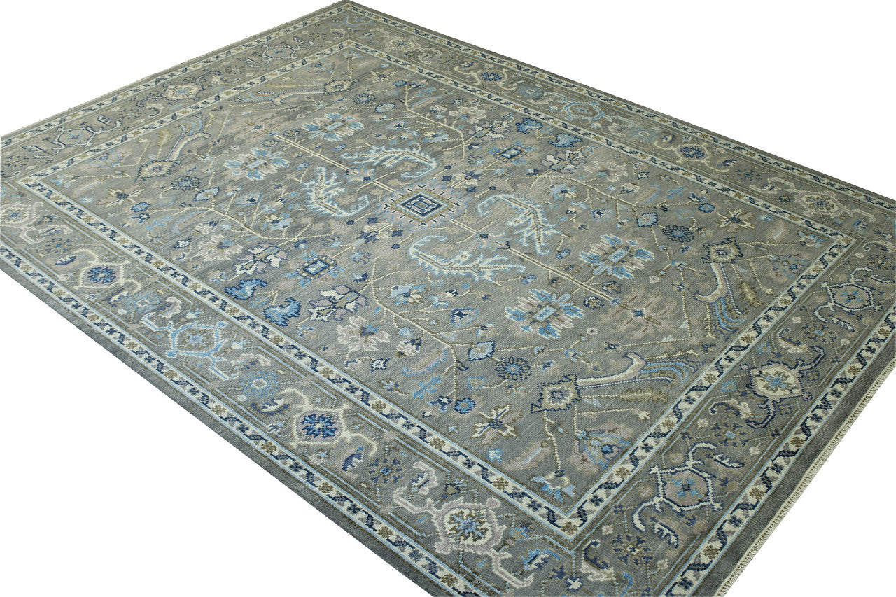 Oushak Colorful Ziegler rug border detail