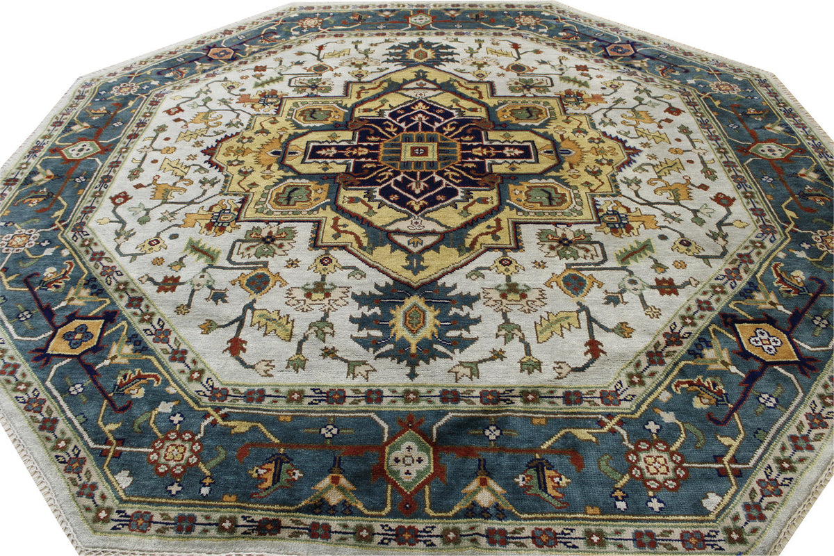 Close-up of wool pile, Blue & Gold rug