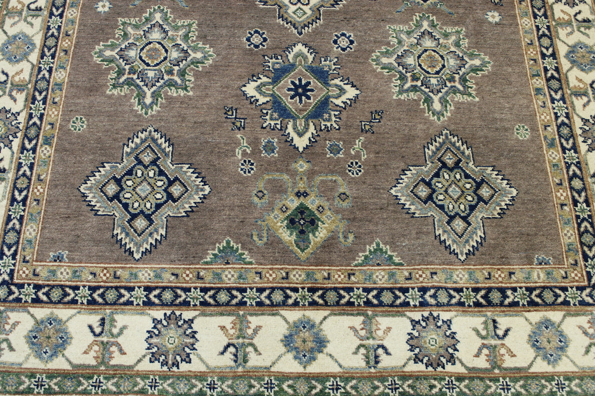 Tribal Super Kazak rug border detail