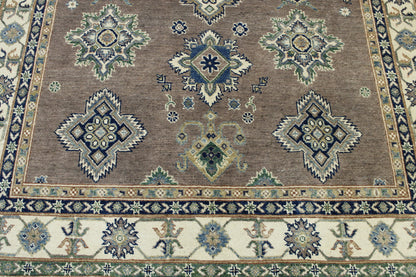 Tribal Super Kazak rug border detail