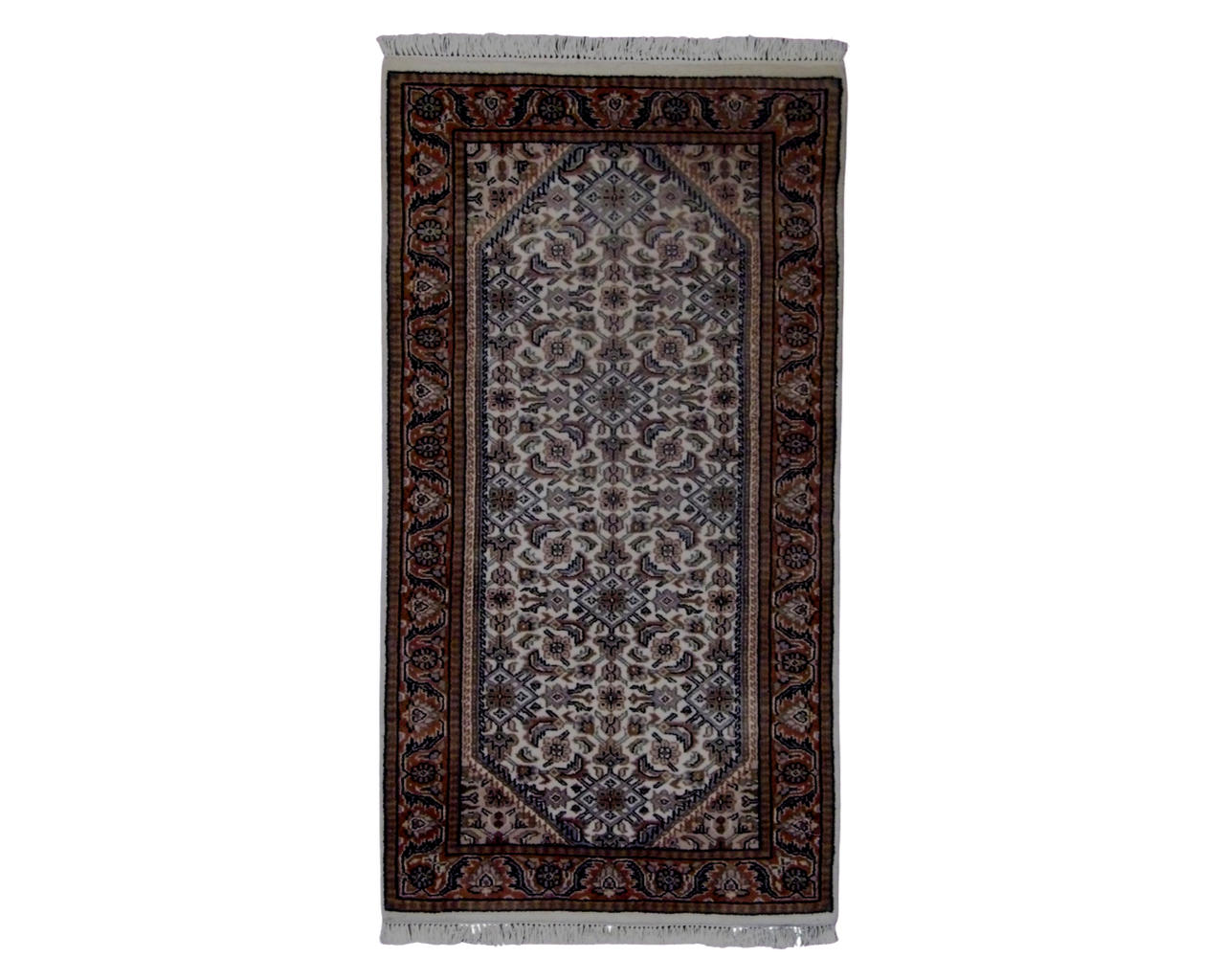Fine Persian Kashan hand-knotted wool rug in Ivory, full view