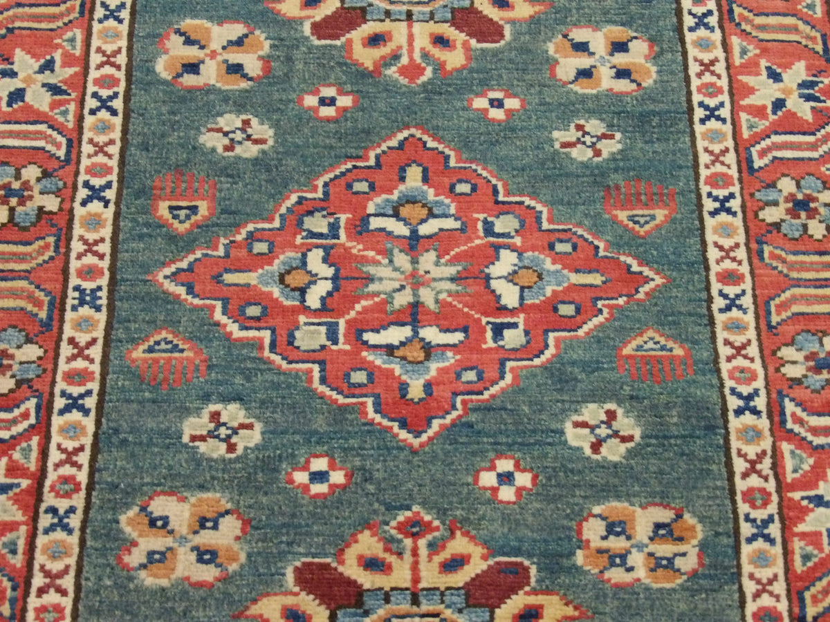 Back of Tribal Kazak hand-knotted rug