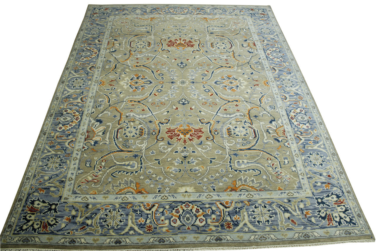 Oushak Colorful Ziegler rug border detail