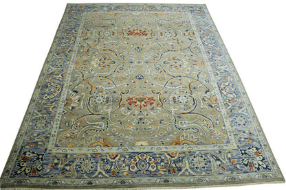 Oushak Colorful Ziegler rug border detail