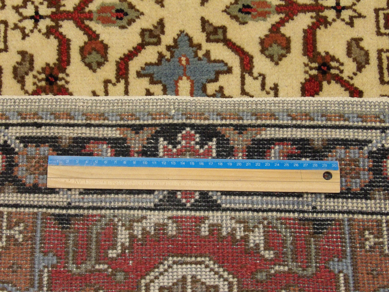 Full view of tribal Indo Heriz hand-knotted runner