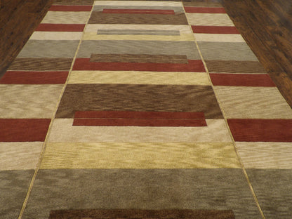 Geometric pattern detail, gold and red rug