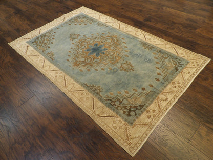 Oushak pattern detail, overdye teal rug