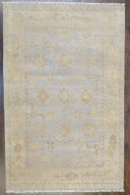Turk Oushak Wash hand-knotted wool rug in Blue & Beige, full view