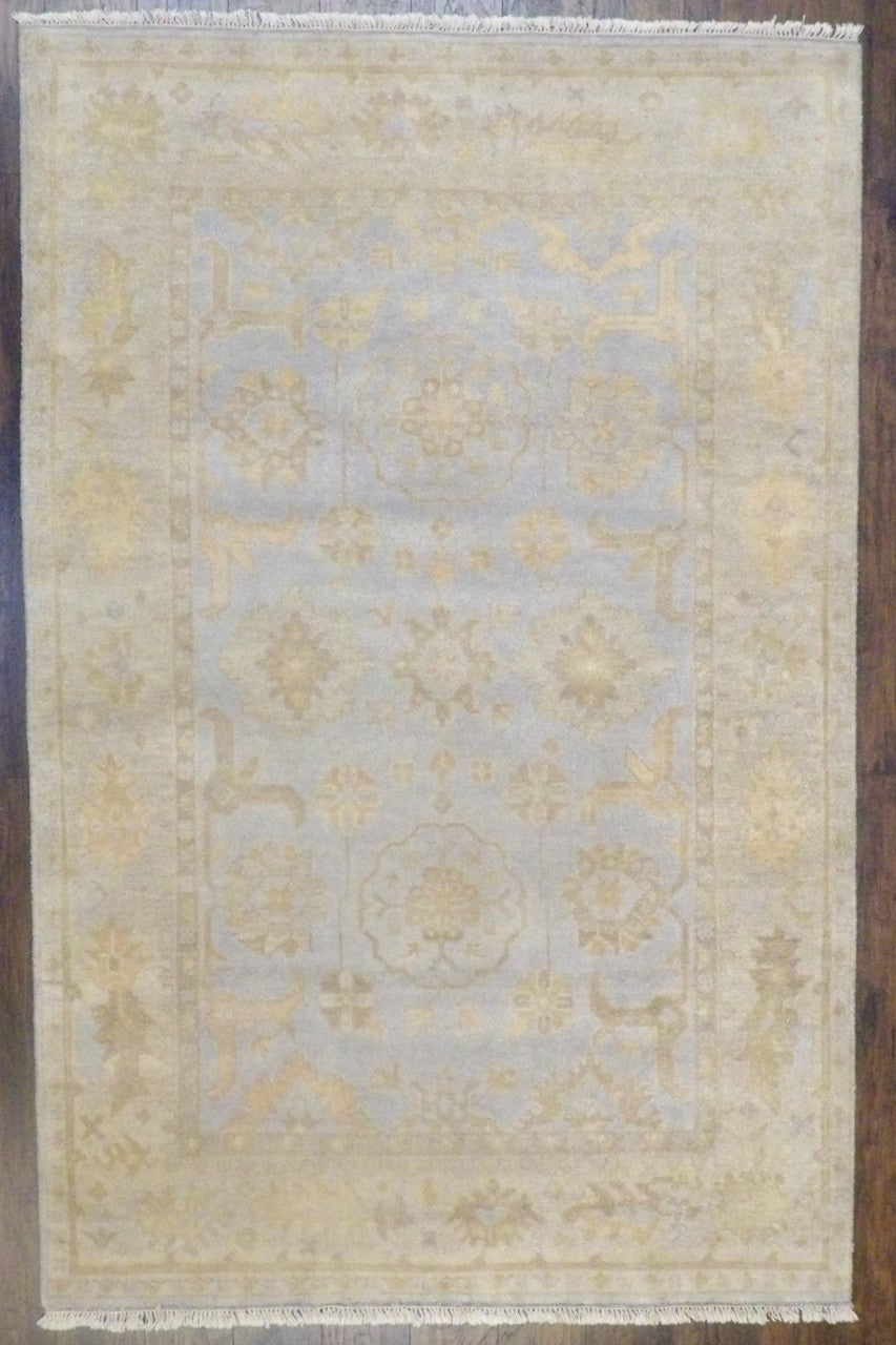 Turk Oushak Wash hand-knotted wool rug in Blue & Beige, full view