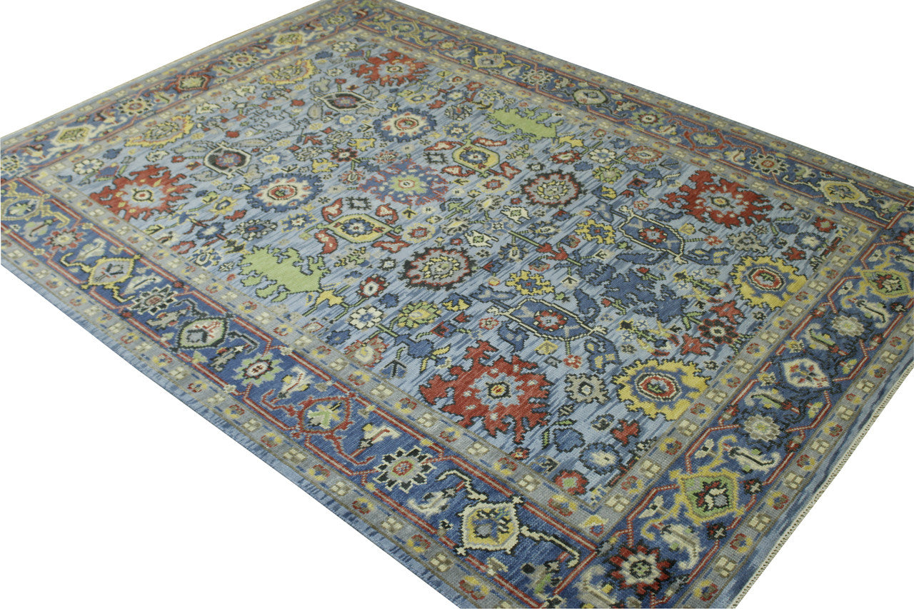 Close-up of wool pile, Blue rug