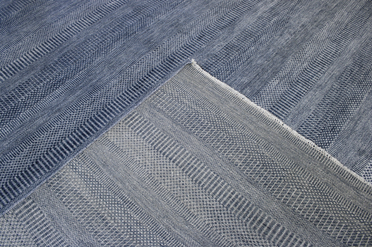 Back of Modern Grass Design hand-knotted rug