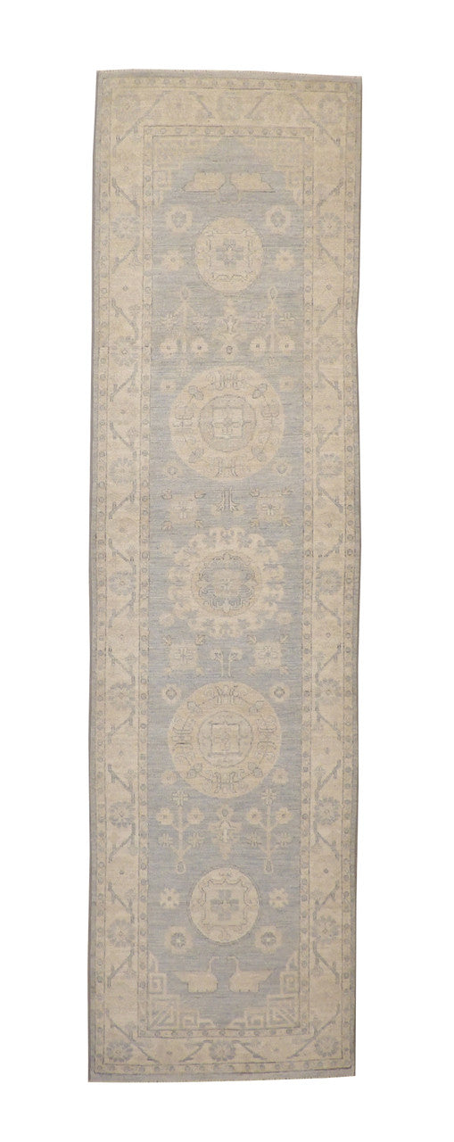 Blue 2'9" x 10'3" Oushak wash Chobie Hand knotted Wool Rug - Sku: w5077