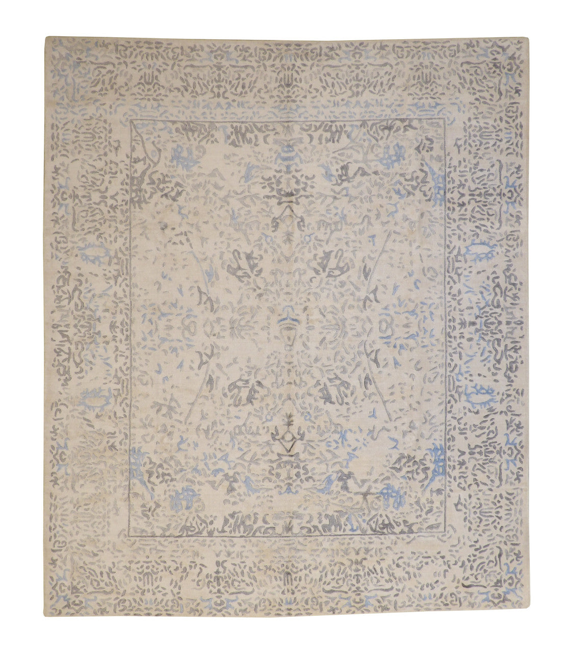 Oushak Ziegler hand-knotted wool rug in Blue & Beige, full view