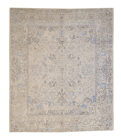 Oushak Ziegler hand-knotted wool rug in Blue & Beige, full view