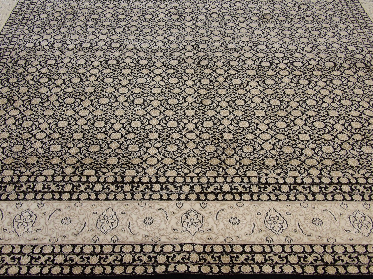 Persian Mir rug border detail, black and white