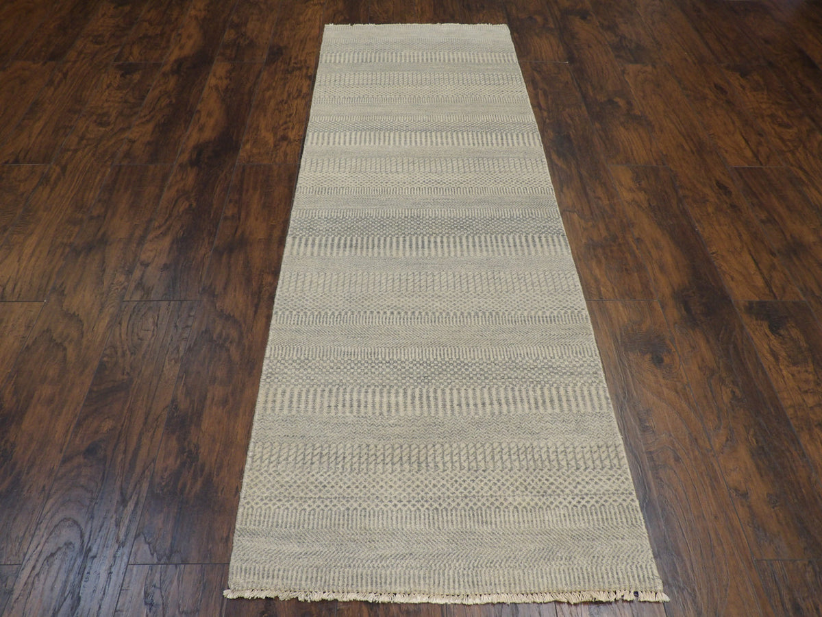 Close-up of wool pile, green modern runner