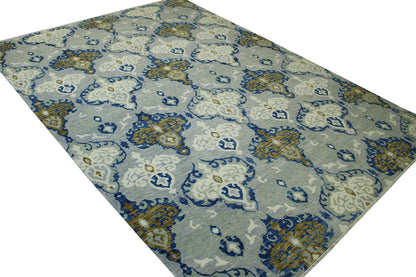 Close-up of wool pile, Blue & Gray rug