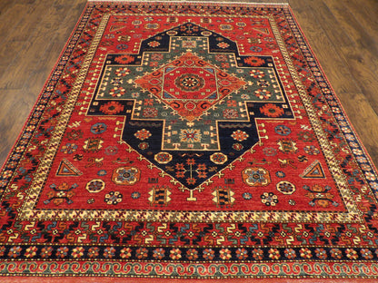 Close-up of wool pile, Blue & Red rug