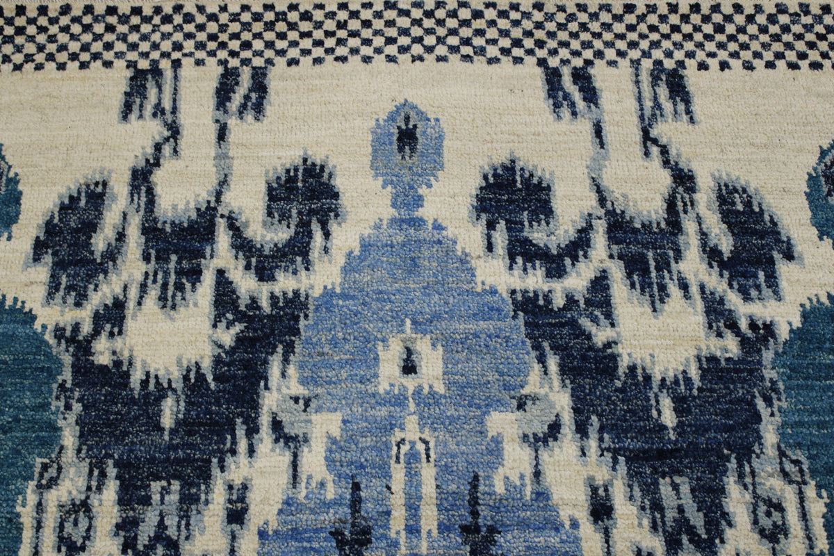 Close-up of wool pile, Blue rug