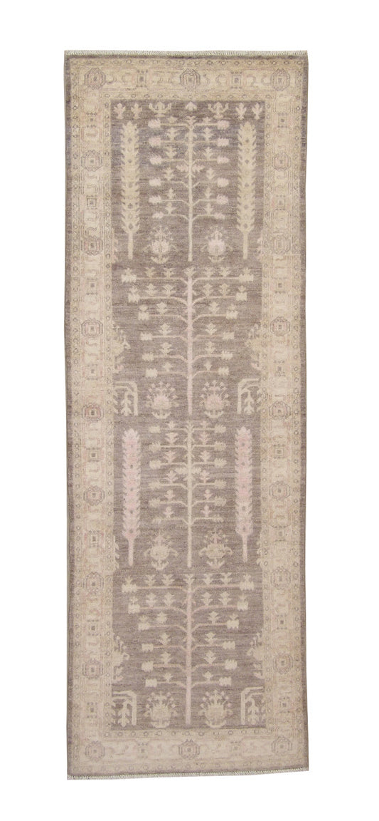 Oushak Whitewash Chobie Wool Hand Knotted Rug 2.8x8.0 -b-127