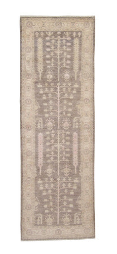 Oushak Whitewash Chobie Wool Hand Knotted Rug 2.8x8.0 -b-127