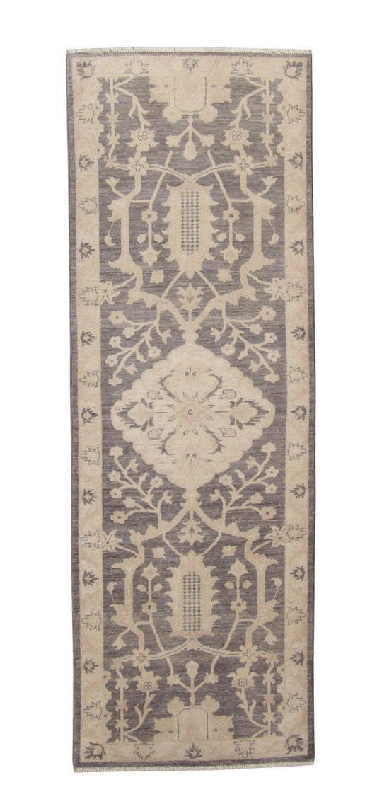 Oushak Whitewash Chobie Wool Hand Knotted 2.8x7.9 -b-131