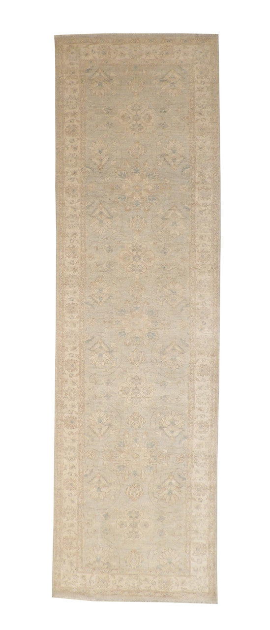 Oushak Whitewash Chobie Wool Hand Knotted Rug 4.0X12.0 -b-144