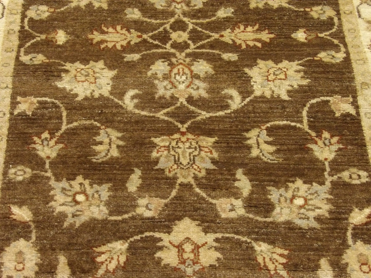 Kashan Oushak / Peshawar hand-knotted wool runner in Brown, 2'9" x 15'10", SKU W1160