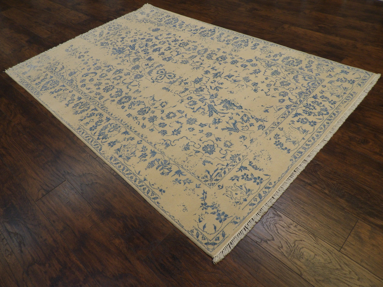 Full view of transitional broken-design rug
