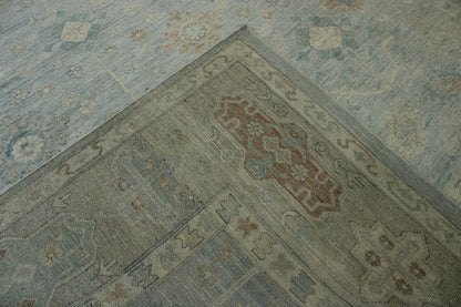 Oushak Wash Chobi hand-knotted wool rug in Blue & Gray, full view
